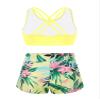 YONGHS Kids Girls 2 Pieces Bathing Suit Beach Swimsuit Sports Swimwear Tankinis Top with Shorts Set Lemon Yellow 14 view 2