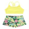 YONGHS Kids Girls 2 Pieces Bathing Suit Beach Swimsuit Sports Swimwear Tankinis Top with Shorts Set Lemon Yellow 14 view 3