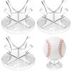 3Pack Baseball Stand Holder Acrylic Baseball Party Decorations Small Ball Display Rack for Baseball, Golf Ball, Softball, Tennis Ball,Thanksgiving Pumpkin Ball,Wooden Eggs,Clear view 1