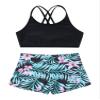 YONGHS Kids Girls 2 Pieces Bathing Suit Beach Swimsuit Sports Swimwear Tankinis Top with Shorts Set Black&Green 10 view 3