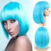 Short Cosplay Wig 23Color Short Bob Synthetic Wig With Bangs Straight Bob Cosplay Wigs Blue Black Brown Red White Pink2# view 1