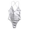 Yihuimin Women's Shiny Metallic Push Up Swimsuits One Piece Monokini Swimwear Bathing Suit Silver Small view 4
