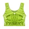 WinChang Women's Shiny Metallic Crop Top U Neck Sleeveless Tank Tops Vest Party Clubwear Fluorescent Green One Size view 4