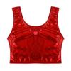 WinChang Women's Shiny Metallic Crop Top U Neck Sleeveless Tank Tops Vest Party Clubwear Red One Size view 4