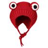 Haoohu Knitted Frog Headband Hat Cute Cartoon Crochet Frog Hat Beanie Hats for Cosplay Photo Props Red view 1