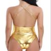 Yihuimin Women's Shiny Metallic Push Up Swimsuits One Piece Monokini Swimwear Bathing Suit Gold Medium view 3