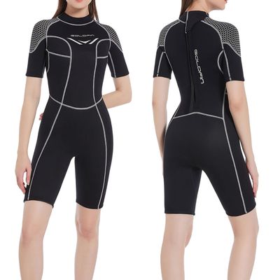 GoldFin Women Shorty Wetsuit, 3mm Neoprene Wet Suits Back Zip Surfing Diving Swimming Snorkeling