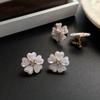 Grace Jun Gold Plated Opal Flower Shape Screw Clip on Earrings Non Piercing for Women (Gold White Screw Clip-ons) view 2