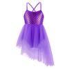 YONGHS Toddler Girls Ballet Dance Leotard Tutu Skirt Ballerina Dress Tie Dye Summer Skirted Romper Purple 4 view 1