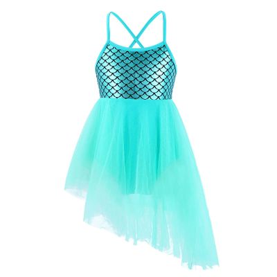YONGHS Toddler Girls Ballet Dance Leotard Tutu Skirt Ballerina Dress Tie Dye Summer Skirted Romper Mint Green 4