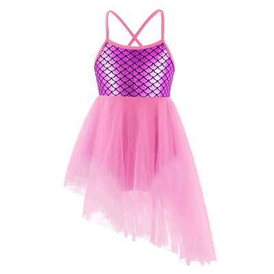 YONGHS Toddler Girls Ballet Dance Leotard Tutu Skirt Ballerina Dress Tie Dye Summer Skirted Romper Pink 4