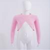 Aislor Kids Girls Ballet Dance Yoga Gym Active Crop Tops V Neck Long Sleeve T-Shirt Shrug Crop Tops Blouses Dancewear Pink C 14 Years view 3