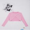 Aislor Kids Girls Ballet Dance Yoga Gym Active Crop Tops V Neck Long Sleeve T-Shirt Shrug Crop Tops Blouses Dancewear Pink C 14 Years view 4