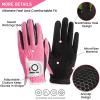 FINGER TEN Womens Golf Glove Right Handed Golfer Left Hand Rain Grip Hot Wet All Weather Value 2 Pack, Golf Gloves Breathable Flexible for Ladies Women (Rose&Black-2 Pack Worn On Left Hand, Medium) view 2