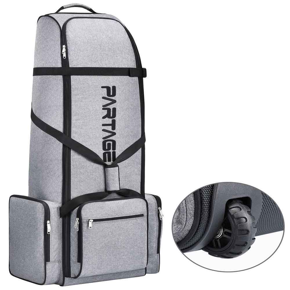 Partage Golf Travel Bag with Wheels,Golf Travel Case for Airlines, 600D Heavy Duty Oxford -Gray