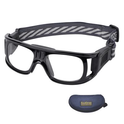 Professional Sports Goggles Glasses Men Women Racquetball Basketball Football Sport Eyewear Protective Glasses Anti-fog Shock Collision Lens Replaceable (Black Frame Black Pad) 8068