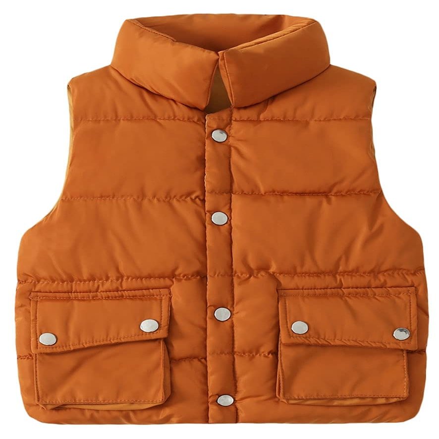Cromoncent Baby Boy's Sleeveless Puffer Down Vest Outerwear Orange 3-4T