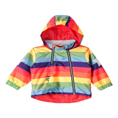 Freebily Kids Boys Girls Long Sleeve Zipper Up Colorful Rainbow Striped Print Outerwear Jackets Coat Fall Casual Wear Rainbow 12-18 Months