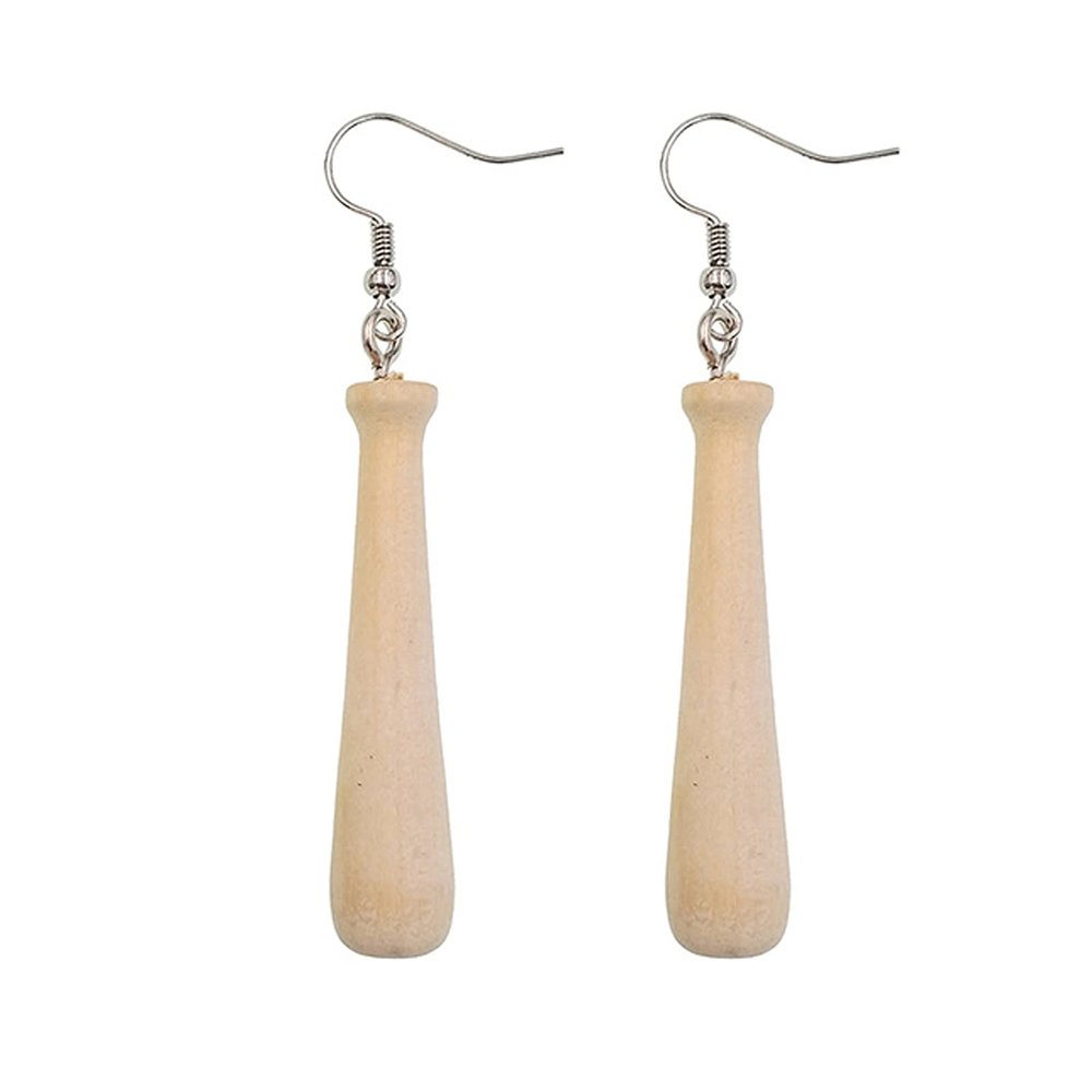 Sports Game Baseball Earrings Asymmetrical 3D Ball Softball Bat Earrings Clip On Non-piercing Jewelry for Women Cute Player Cheer Leader Accessories-bat hook