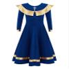 easyforever Kids Girls Ruffle Metallic Gold Color Block Praise Dance Dress Lyrical Worship Dance Tunic Dress Dancewear Royal Blue 4 Years view 4