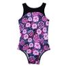 Hedmy Little/Big Girls One Piece Athletic Swimsuit Keyhole Back Floral Print Swimwear Bathing Suit Rose Red 4 Years view 3