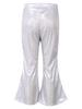 Agoky Little Big Girls Shiny Metallic Flared Pants Bell Bottoms Wide Leg Ruffle Hem Fashion Bottoms Hip Hop Jazz Dancewear Silver 2-3 Years view 2