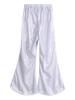Agoky Little Big Girls Shiny Metallic Flared Pants Bell Bottoms Wide Leg Ruffle Hem Fashion Bottoms Hip Hop Jazz Dancewear Silver 2-3 Years view 4