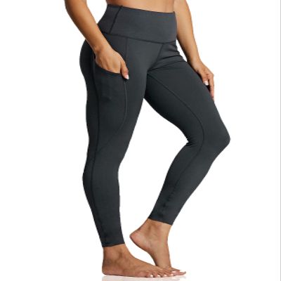 ZUTY 7/8 Workout Leggings for Women High Waisted Leggings with Pockets Squat Proof Yoga Ankle Leggings Plus Size 25" X Side Line Grey 4XL