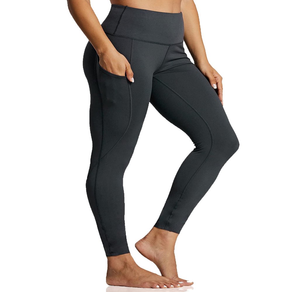 ZUTY 7/8 Workout Leggings for Women High Waisted Leggings with Pockets Squat Proof Yoga Ankle Leggings Plus Size 25" X Side Line Grey 4XL