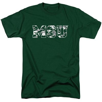 MSU Spartans Michigan State Official Camo Unisex Adult T Shirt,Hunter Green, 3X-Large