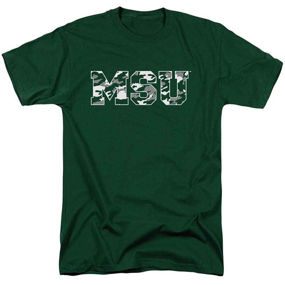 MSU Spartans Michigan State Official Camo Unisex Adult T Shirt,Hunter Green, 3X-Large