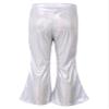 Agoky Little Big Girls Shiny Metallic Flared Pants Bell Bottoms Wide Leg Ruffle Hem Fashion Bottoms Hip Hop Jazz Dancewear Silver 1-2 Years view 2
