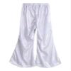 Agoky Little Big Girls Shiny Metallic Flared Pants Bell Bottoms Wide Leg Ruffle Hem Fashion Bottoms Hip Hop Jazz Dancewear Silver 1-2 Years view 4
