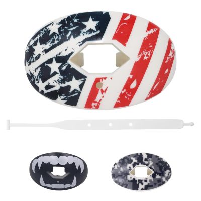 Football Mouth Guard with Strap - Breathable Lip Protector Sports Mouthguard for Youth Adults, Shock-Absorbing Teeth Protection for Football, Hockey, Basketball & Lacrosse (American Flag)