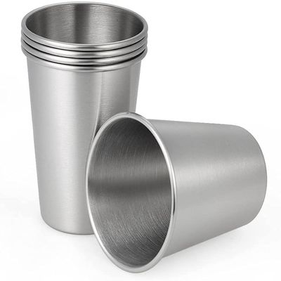 Gteller Set of 5pcs, Stainless Steel Pint Cups for Outdoor Camping, Portable Unbreakable Single Layer Drinking Cup Tumbler(350ml)