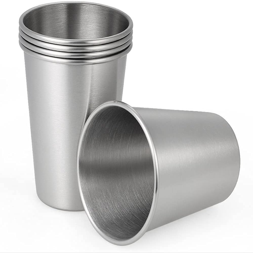 Gteller Set of 5pcs, Stainless Steel Pint Cups for Outdoor Camping, Portable Unbreakable Single Layer Drinking Cup Tumbler(350ml)