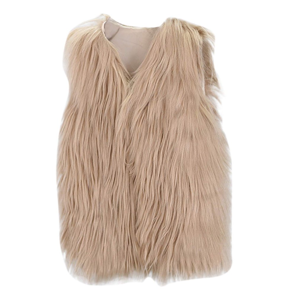 ZHICHUANG Girls Faux-Fur Jacket Coat Winter Thick Warm Fashion Cool Vest Clothes, Brown, 2-3T