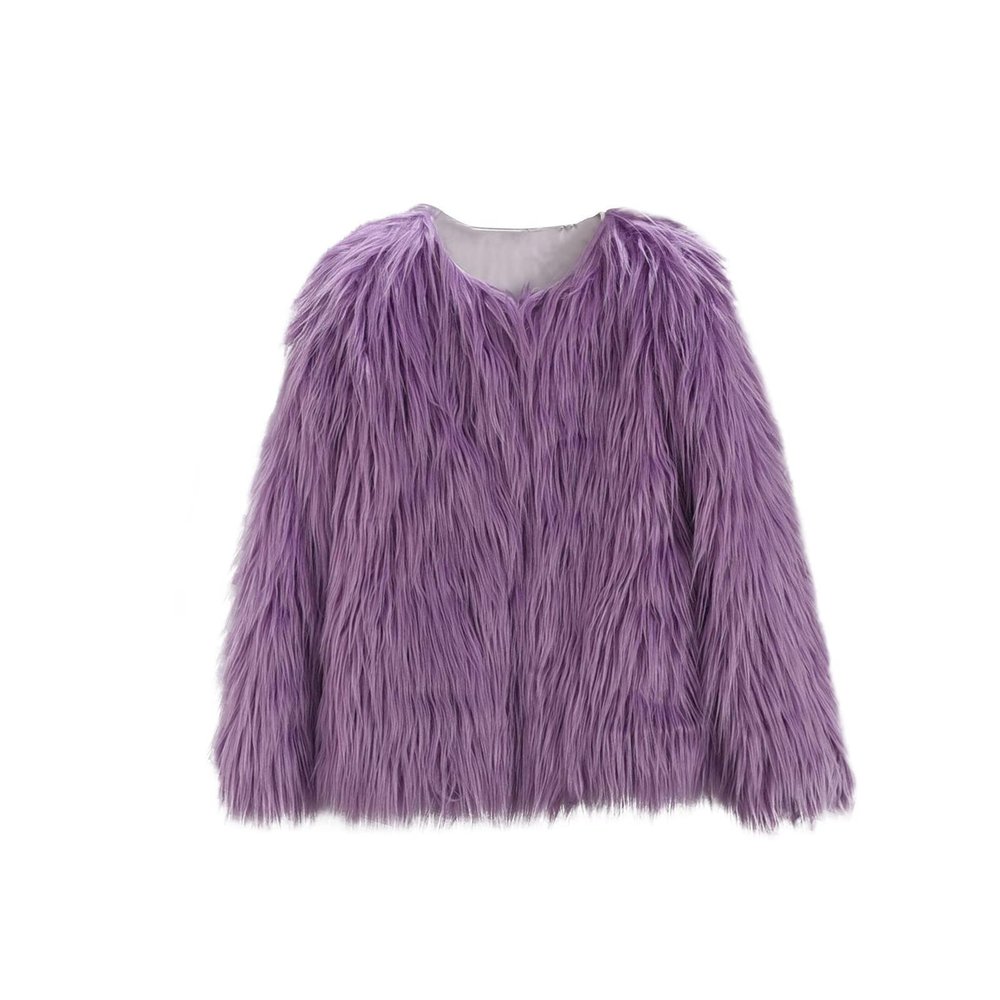 ZHICHUANG Girls Faux-Fur Jacket Coat Winter Snowday Thick Warm Fashion Cool Clothes, Purple, 4-5T