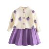 ZHICHUANG Toddler Girls Cool Weater Floral Knitted Cardigan Sweater + Skirt 2-pc Autumn Cute Set 1-6 Years, Purple, 4-5T view 1