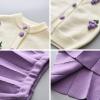 ZHICHUANG Toddler Girls Cool Weater Floral Knitted Cardigan Sweater + Skirt 2-pc Autumn Cute Set 1-6 Years, Purple, 4-5T view 3