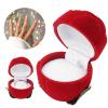 Brrnoo Flocked Ring Box, Red Rose Shaped Wedding Ring Box, Small Portable Earrings Necklace Rings Gift box, Anniversary Earrings Box,Valentines Day Birthday view 4