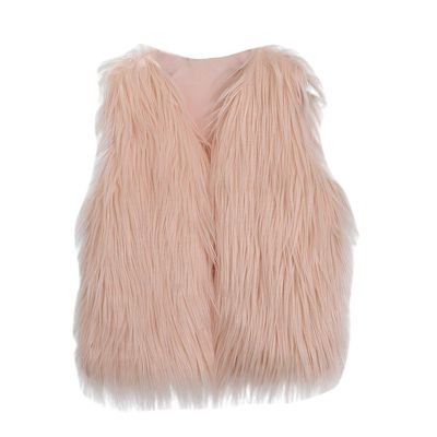 ZHICHUANG Girls Faux-Fur Jacket Coat Winter Thick Warm Fashion Cool Vest Clothes, Pink, 6-7 Years