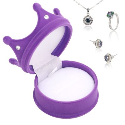 Brrnoo Jewelry Ring Box, Crown Shaped Women Gift Box, Mini Travel Jewelry Organizer Storage Case, Portable Retro Design Ring Neckalce Bracelet Box (violet)