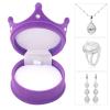 Brrnoo Jewelry Ring Box, Crown Shaped Women Gift Box, Mini Travel Jewelry Organizer Storage Case, Portable Retro Design Ring Neckalce Bracelet Box (violet) view 3