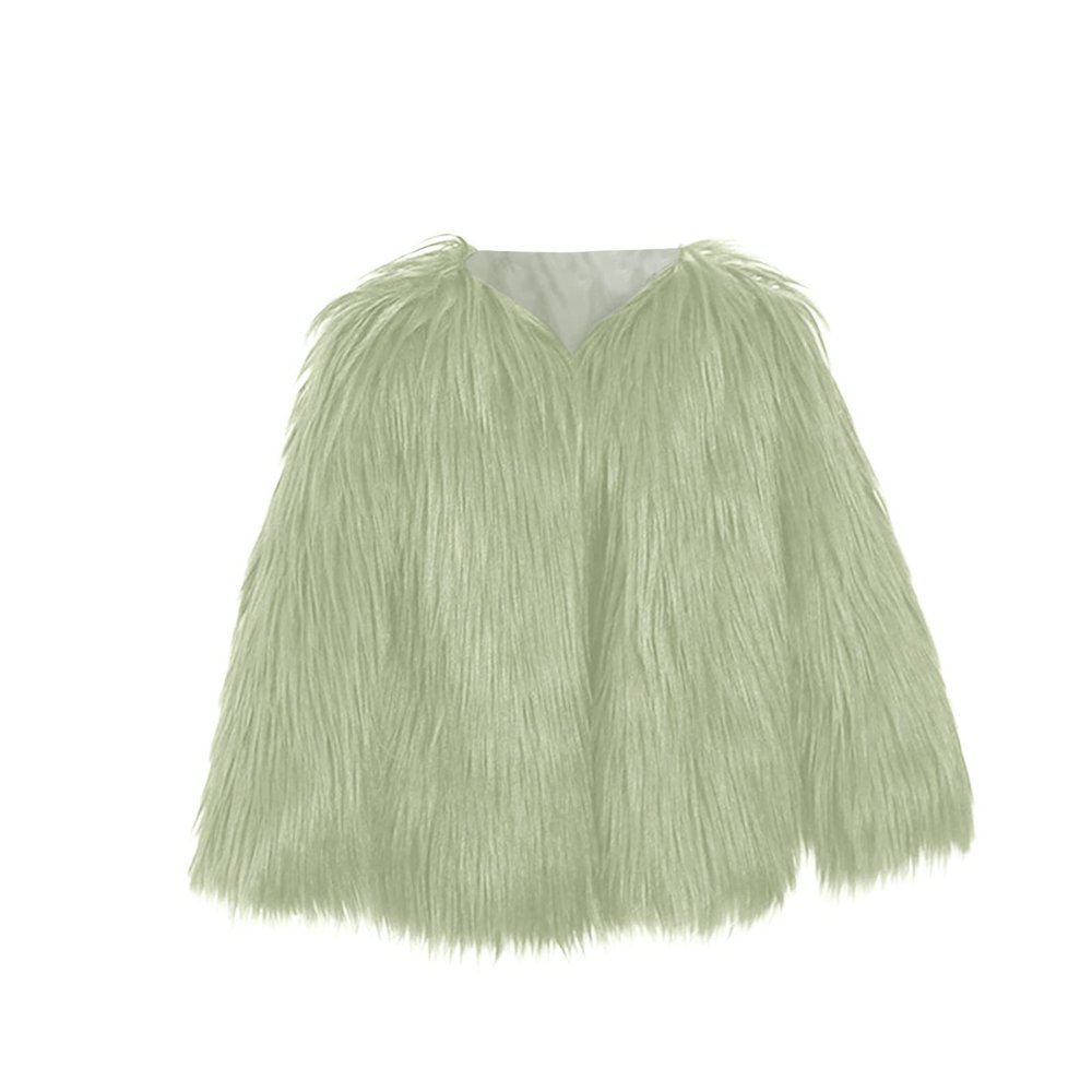 ZHICHUANG Girls Faux-Fur Jacket Coat Winter Snowday Thick Warm Fashion Cool Clothes 2-10 Years, Green, 8-9 Years