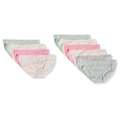 Amazon Essentials Women's Cotton High Leg Brief Underwear (Available in Plus Size), Breathable, Pack of 10, Multicolour/Ditsy Floral/Floral, 10