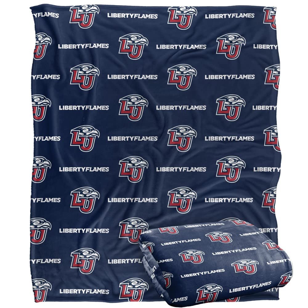 Liberty University Flames Blanket, 50"x60", Logo Pattern, Silky Touch Super Soft Throw