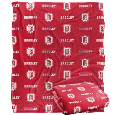 Bradley University Braves Blanket, 50"x60", Logo Pattern, Silky Touch Super Soft Throw