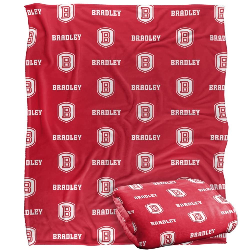 Bradley University Braves Blanket, 50"x60", Logo Pattern, Silky Touch Super Soft Throw