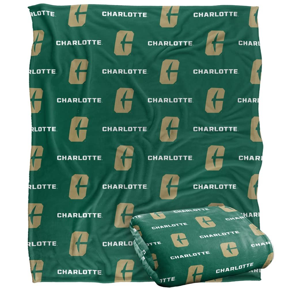 University of North Carolina - Charlotte Forty-Niners Blanket, 50"x60", Logo Pattern, Silky Touch Super Soft Throw